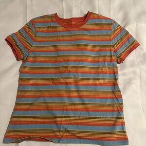 Pendleton Orange Blue striped short sleeve t-shirt M women's